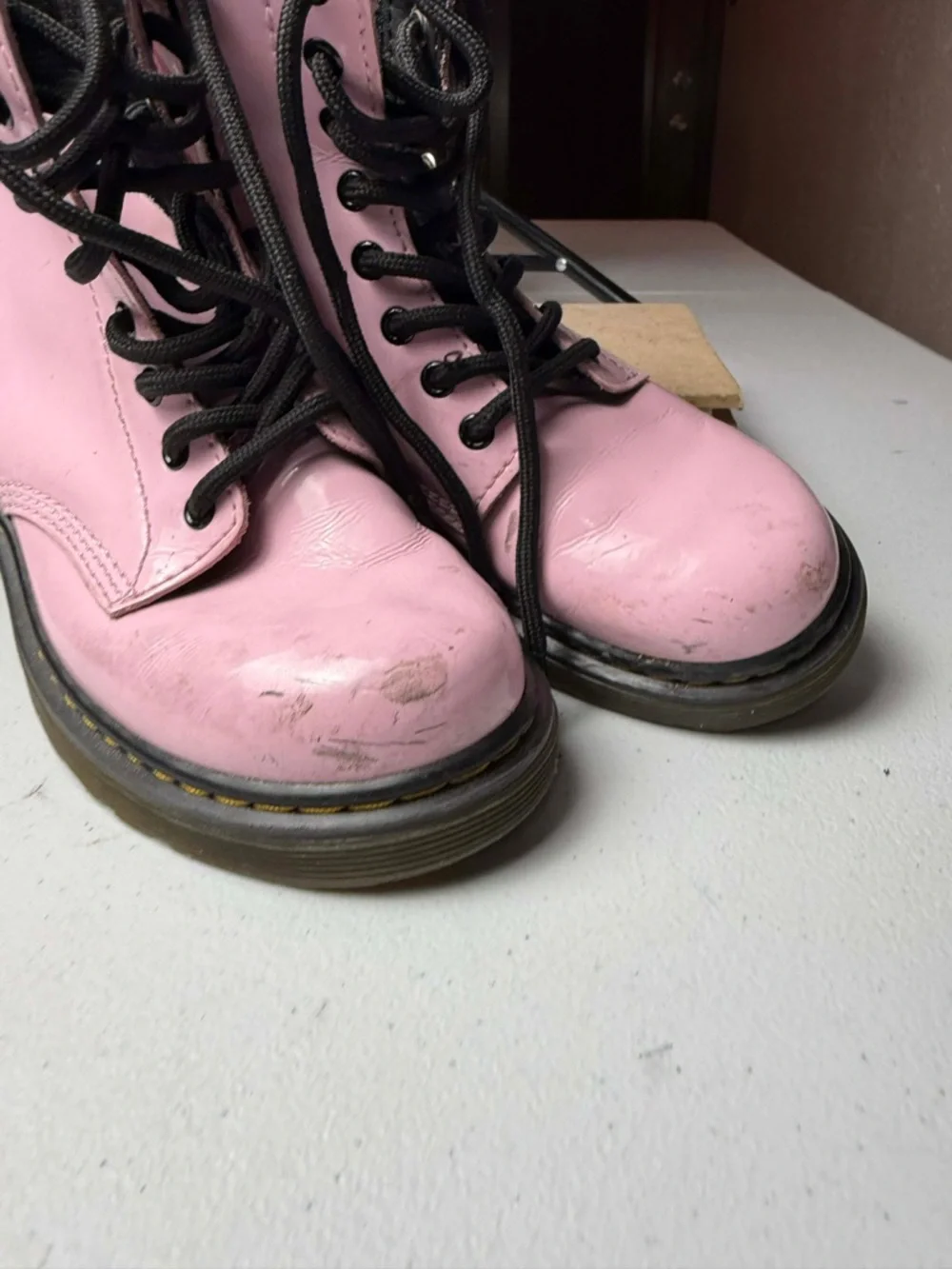 Dr. Martens 1460J Toddler Kids Size 1 Pink Patent Leather Combat Ankle Boots